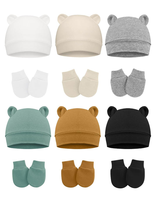 Newborn Baby Mittens and Hat No Scratch Soft Infant Set