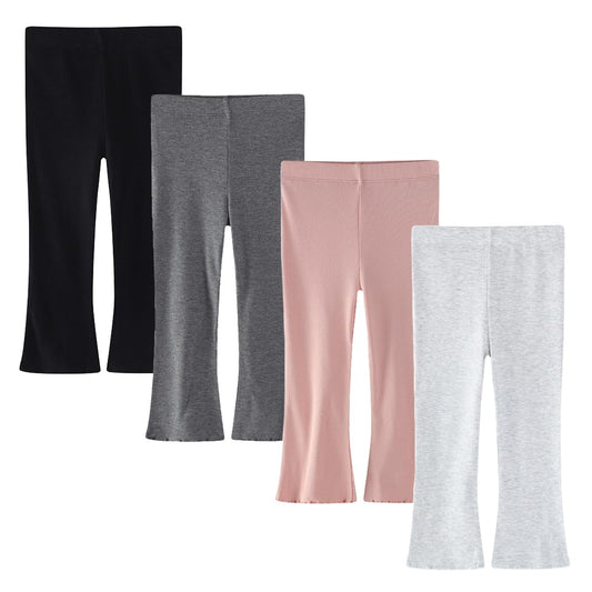 Toddler Girls Ribbed Flare Leggings Pants Set 4-Pack