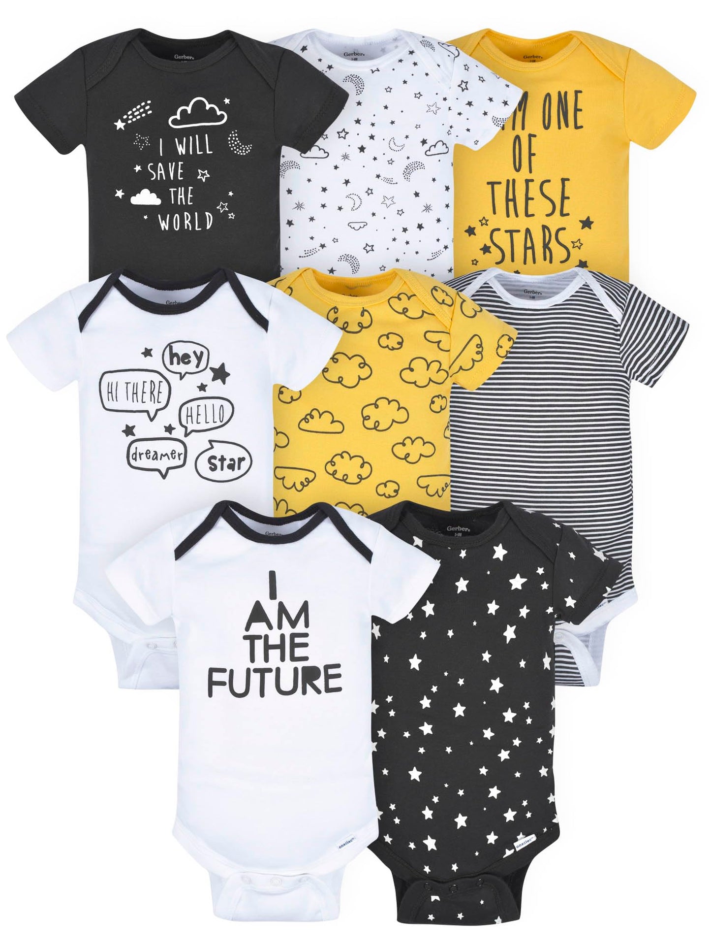 Gerber Unisex-Baby 8-pack Short Sleeve Onesies Bodysuits