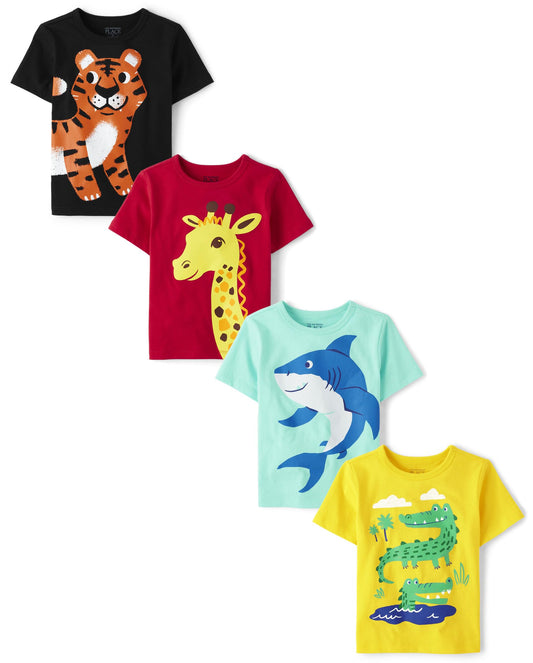 4-Pack Toddler Short Sleeve Graphic Cotton T-Shirts