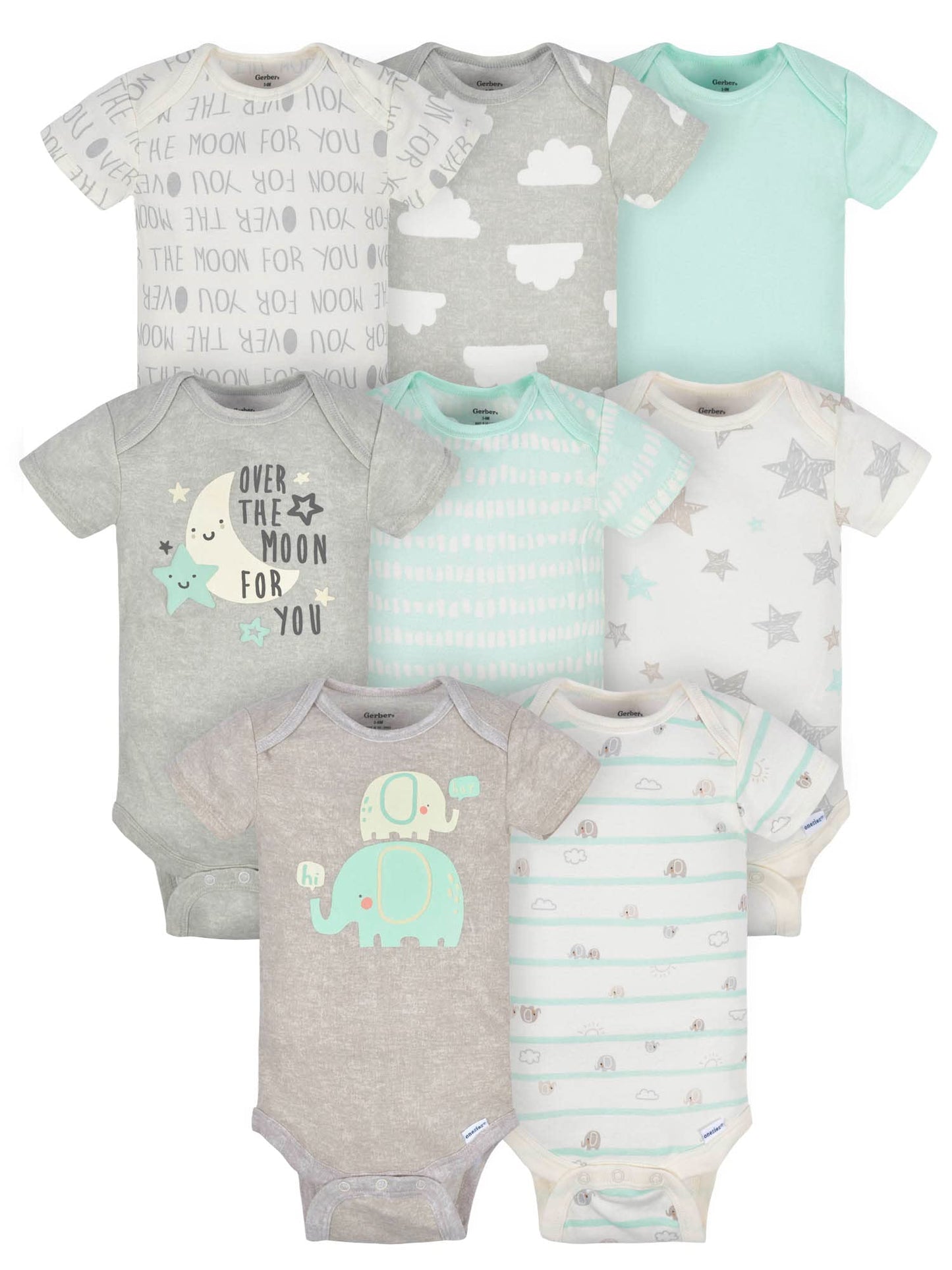 Gerber Unisex-Baby 8-pack Short Sleeve Onesies Bodysuits