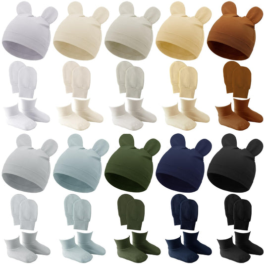 Newborn Baby Socks Hat Mittens Set Soft Cotton 10 Pack