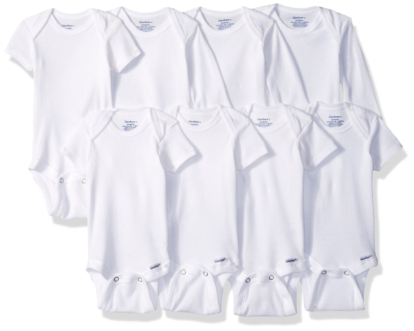 Gerber Unisex-Baby 8-pack Short Sleeve Onesies Bodysuits