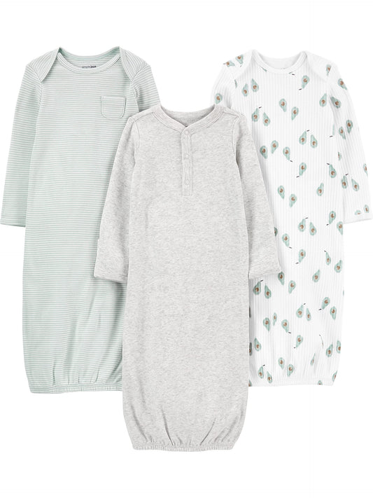 3 Pack Baby Cotton Sleeper Gown Soft Wearable Set