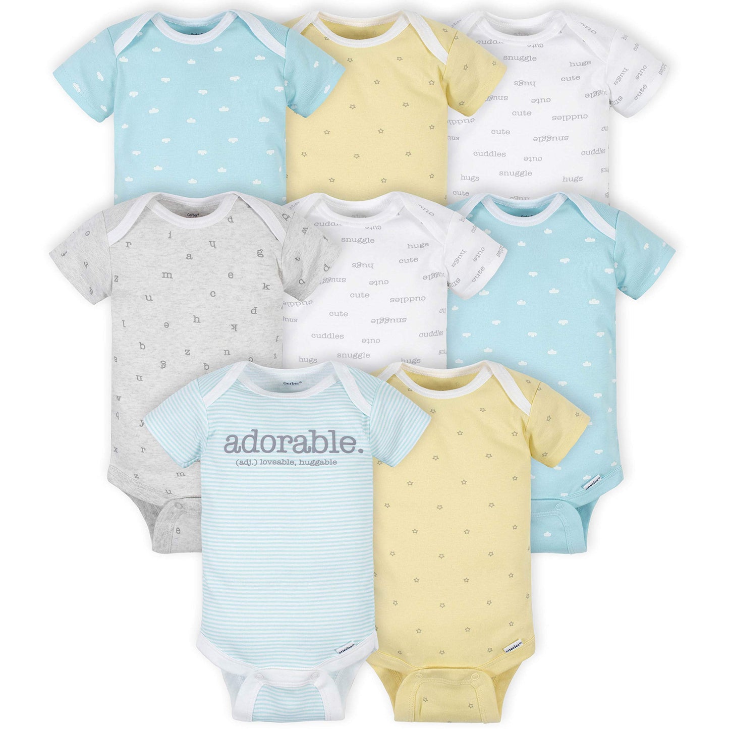 Gerber Unisex-Baby 8-pack Short Sleeve Onesies Bodysuits
