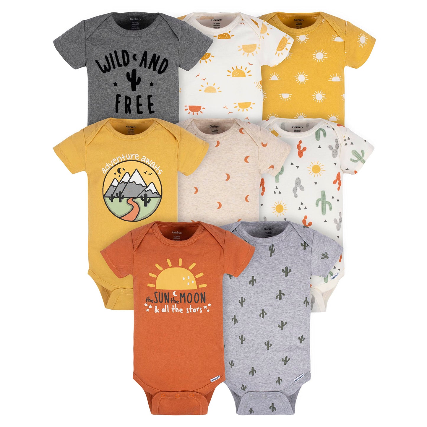 Gerber Unisex-Baby 8-pack Short Sleeve Onesies Bodysuits
